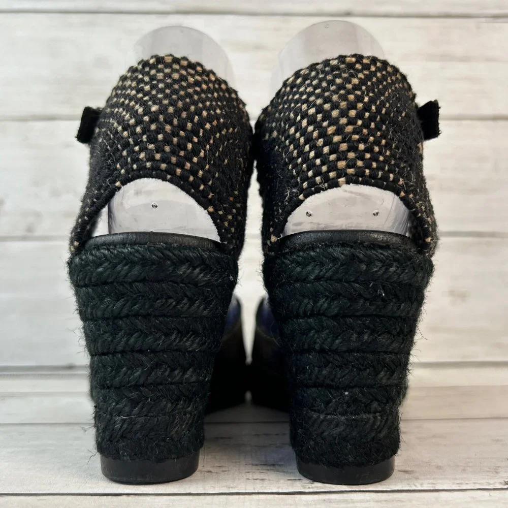 Paseart Espadrille Sandals Womens 5.5-6/36 Metallic Gold Leather Wedge Heel Shoe